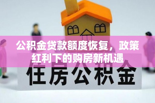 宜昌公积金贷款额度恢复，政策红利下的购房新机遇